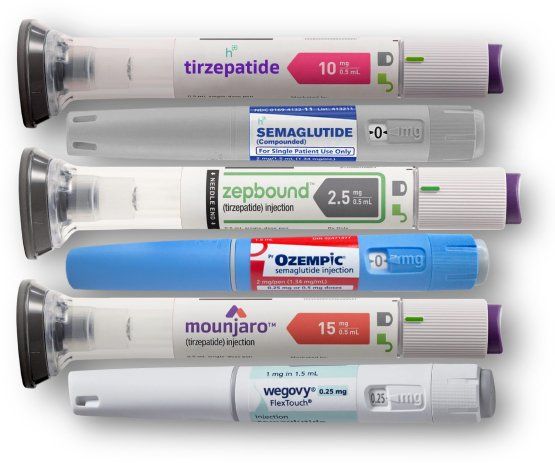 Canetas injetáveis de peptídeos populares no mercado (Tirzepatide, Semaglutide, Zepbound, Ozempic, Mounjaro, Wegovy)